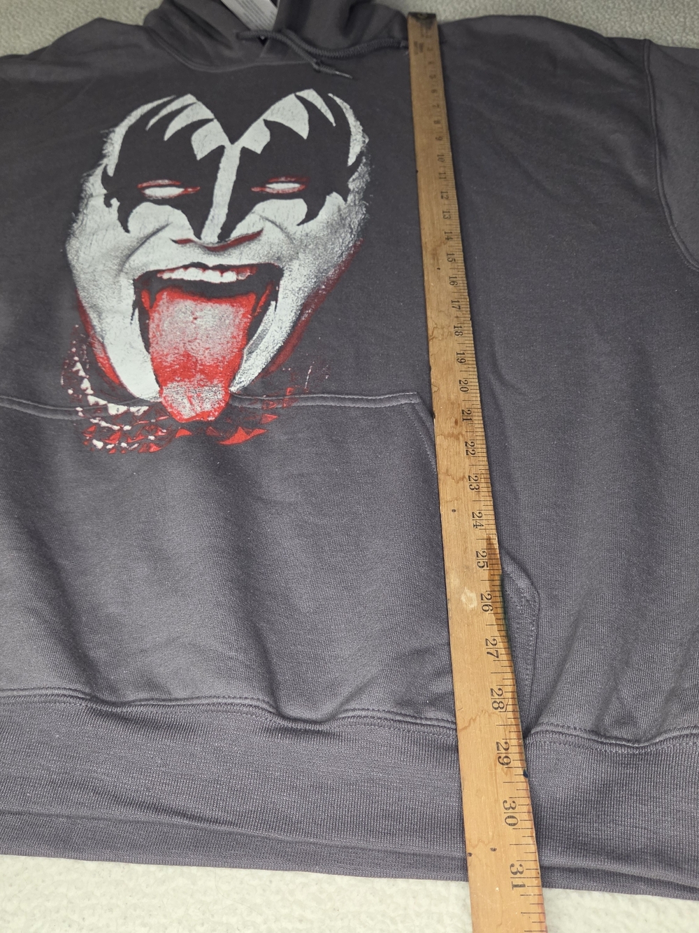 Kiss Gray Graphic Hoodie Sweatshirt with Red Accent Size 2XL - Picture 5 of 7